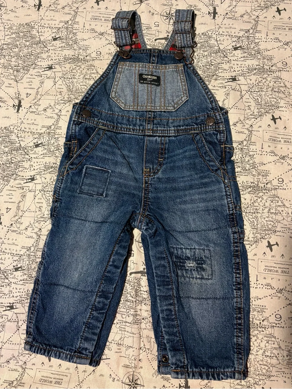 OshKosh B'gosh Toddler Denim Overalls in Distressed Blue